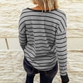 thumbnail image 5 of Posijego Womens Striped Long Sleeve Shirts V Neck Button Blouses Spring Casual Loose Women's Plus Tops, 5 of 7