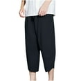 thumbnail image 3 of Kmdttou Capri Pants for Mens with Pockets Fashion Summer Drawstring Elastic Waist Casual Solid Color Capris Pants, 3 of 6