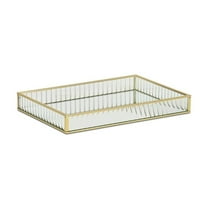 Cheungs 6136GD-L Veldra Rectangular Fluted Glass Tray, Gold - Large