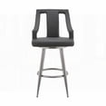 thumbnail image 6 of Gray 26" Faux Leather and Brushed Stainless Steel Swivel Bar Stool - 1-Pack for Home Use, 6 of 6