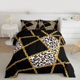 thumbnail image 2 of Castle Fairy Animal Leopard Print Bedding Comforter Set 2pcs for Boys Girls,Abstract Geometric Plaid Twin Comforter Sets Microfiber,Gold Chain Grid Breathable Bedding Set,Super Cozy Room Decor, 2 of 8