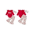 thumbnail image 2 of Cjfdfy Newborn Baby Girls Christmas Outfit Christmas Tree Bow Ruffle Long Sleeve Romper Flare Pants Headband Three Piece Set Cute Infant First Christmas Fall Winter Outfit, 2 of 9