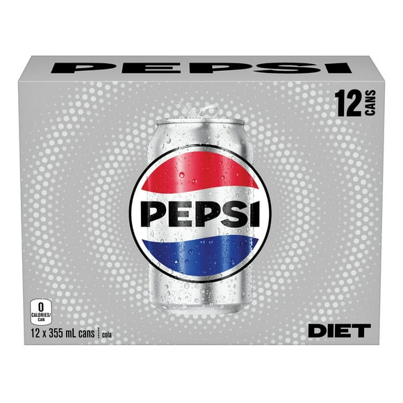 Boisson gazeuse Pepsi diète, 355 mL, 12 canettes 12x355mL
