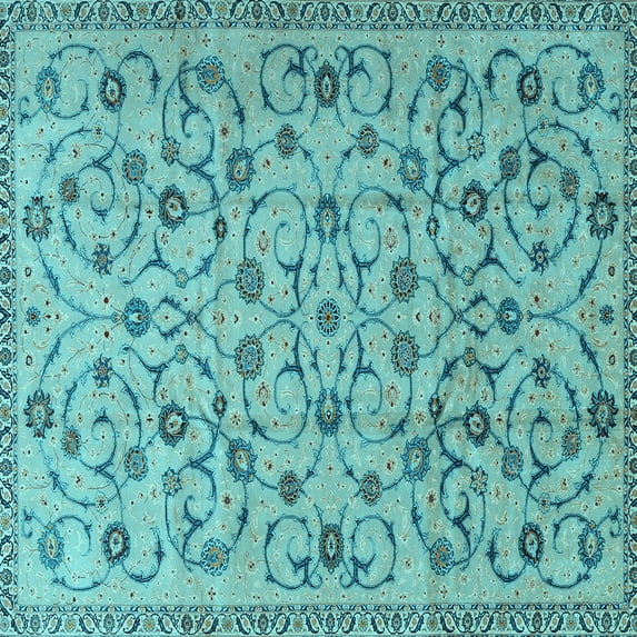 Ahgly Company Indoor Square Persian Light Blue Traditional Area Rugs, 3' Square