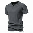 thumbnail image 2 of SWSMCLT Men's Short Sleeve Top Summer Fitted T-shirt Cotton Tshirt Vintage Crew Neck Henley Shirt Lightweight Dark Grey Medium, 2 of 4