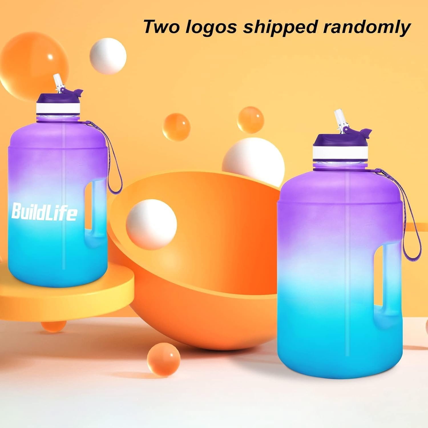 Motivational Gallon Water Bottle - with Straw & Time Marker  Large   Water Jug with Handle for Fitness Outdoor Enthusiasts Leak-Proof