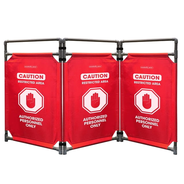 Essentially Yours"Restricted Area" Foldable Safety Barricade | High Visibility Red 3 Foot Lightweight Portable Safety Barrier with Heavy Duty PVC Frame