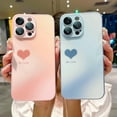 thumbnail image 4 of Case for iPhone 14 Pro Max, Cute Love Heart Pattern Phone Case, Matte Luxury Soft Metallic Luster Design with Camera Protector, Durable TPU Protective Cases for Women Girls, Blue, 4 of 7