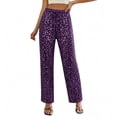 thumbnail image 4 of WWC Womens Elastic Waist Pants, Sequin Casual Pants for Women, Solid Color Lounge Pants with Pockets S-XXL, 4 of 4