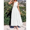 thumbnail image 4 of White Sleeveless V-Neck High-Waist Tiered A-Line Maxi Dress, 4 of 30