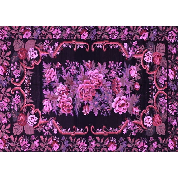 Ahgly Company Indoor Rectangle Medallion Purple French Area Rugs, 2' x 3'