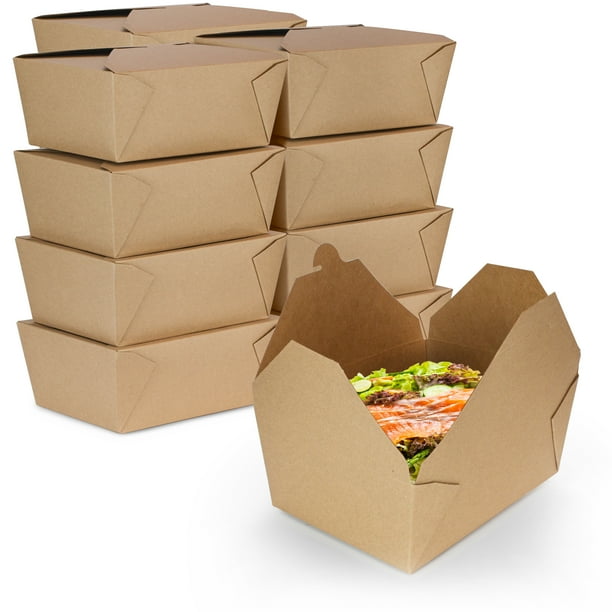 [30 Pack] 112 oz Paper Take Out Containers 8.8 x 6.5 x 3.5" Kraft