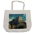 thumbnail image 1 of Edinburgh Shopping Bag, European Landmark Photo with Famous Castle on Rock Cliffs with Fountain UK, Eco-Friendly Reusable Bag for Groceries Beach and More, 15.5" X 14.5", Cream, by Ambesonne, 1 of 2
