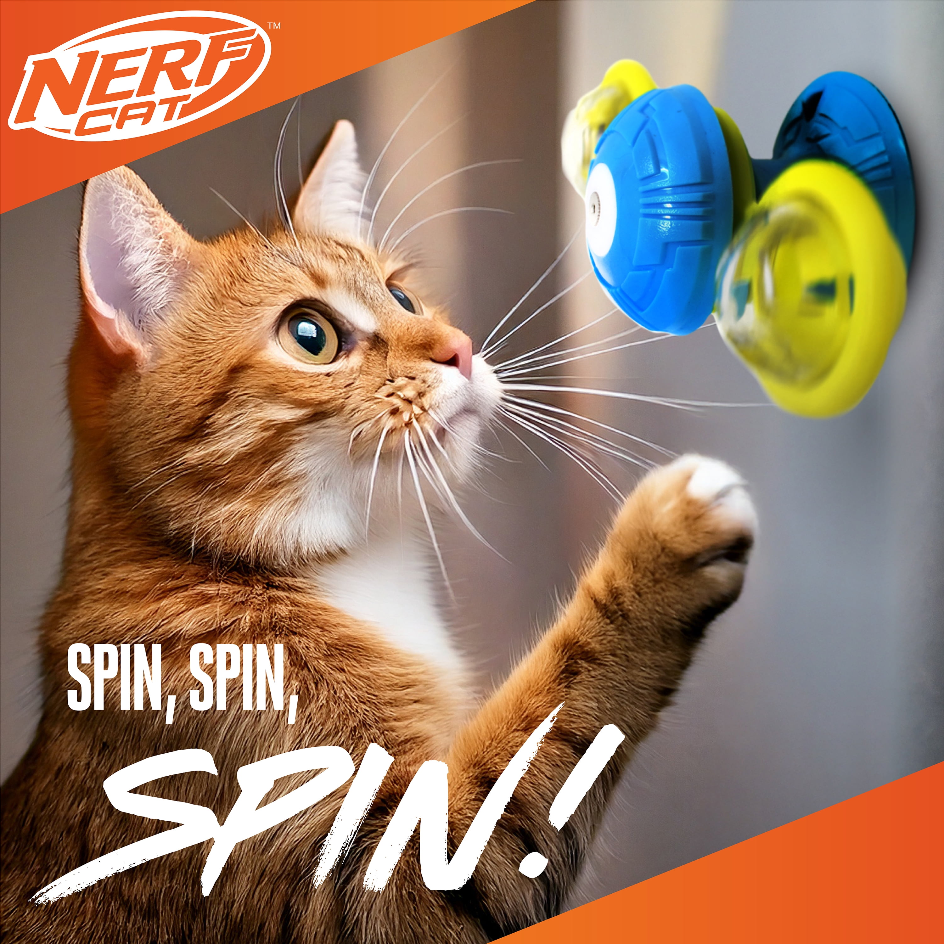 Nerf Cat LED Light Up Rattle Spinner with Bell Cat Toy