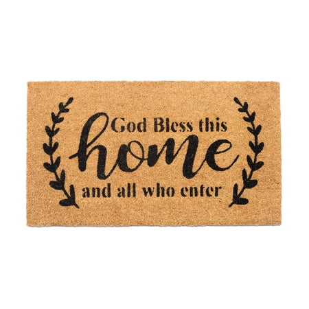 Welcome Doormats Coco Coir Mats With Non-slip Pvc Backing Indoor Outdoor For Home & Office Door God Bless This Print Beige Black 30"x17"