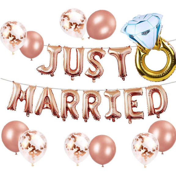 Set of 12 Just Married Balloons Just Married Banner Bridal Shower Party Balloons Bridal Shower Party Decoration Wedding Party Decoration