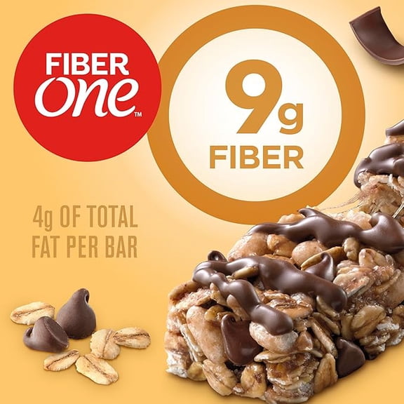 Pack of 1 Fiber One Chewy Bars, Oats and Chocolate, Fiber Snacks, Value Pack, 10 Ct, 14.1 oz
