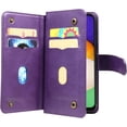 thumbnail image 3 of Compatible with Samsung Galaxy A13 4G Wallet Case and Tempered Glass Screen Protector Flip Cover Credit Card Holder Cell Accessories Folio Purse Phone Cases for Gaxaly A13 Galaxies 13A Women Purple, 3 of 7