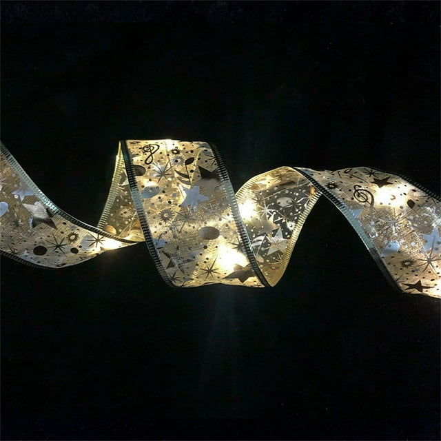 MesaSe Christmas Decorations Clearance Christmas Decoration LED Ribbon Lights Christmas Tree Ornaments DIY Lace Bow String Lights Decoration Outdoor Indoor Decor for Xmas Party