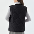 thumbnail image 5 of Xdegoge Women's Sherpa Lined Quilted Vest 2025 Fashion Velvet Vest Down Button Up Sleeveless Padded Down Jackets Lightweight Warm Winter Gilet Outerwear with Pockets Plus Size Clothes Black XXXXXL, 5 of 5