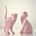 thumbnail image 2 of WEISIPU Resin Pink Cat Statue Figurines Bookshelf Desktop Ornament Creative Sculpture Home Decor, 2 of 9