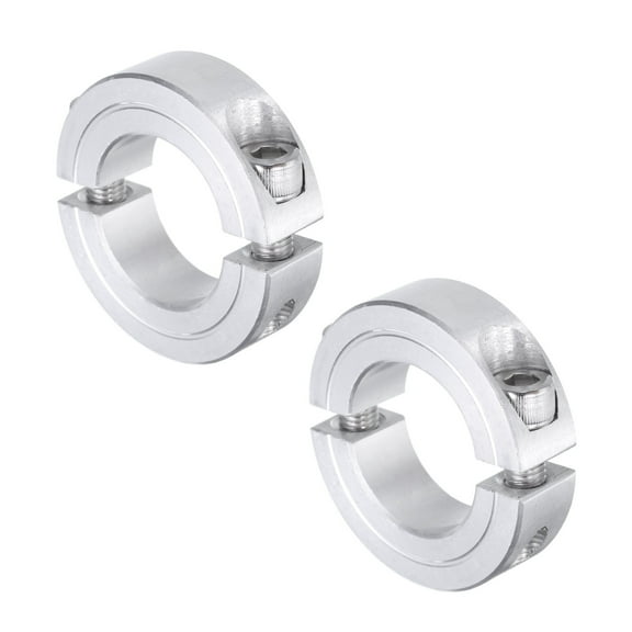 2 Pack Double Split Clamp-On Shaft Collar 1" Bore Two-Piece Clamping Collar, 1-3/4" OD, 1/2" Thick, Aluminum