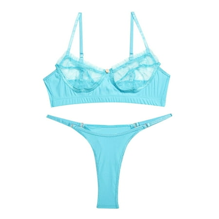 Hessimy Set Women Bra Lingerie Belt Nightwear Lace Push Underwear Garter Up