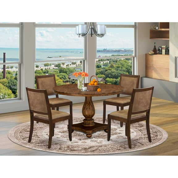 East West Furniture Irving 5 Piece A Kitchen Dining Table Set in Walnut Finish