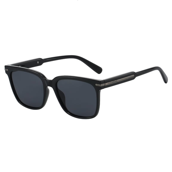 Piranha Eyewear Maverix Square Black Sunglasses for Men with Smoke Lenses