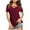 Wine, variant on Giftesty Womens Plus Size Clearance Women Casual Short Sleeve Flared Sleeves V-Neck Solid Loose T-Shirt Blouse Tops