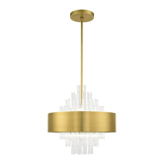 48874-08 Livex Lighting Orenburg - 8 Light Pendant in Contemporary Style - 21 Inches wide by 26.75 Inches high-Natural Brass Finish
