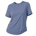 thumbnail image 6 of NMMUED Womens Tops Casual Summer Mesh T Shirts Cooling Ice Silk Short Sleeve Crew Neck Quick Dry Athletic Workout Shirts Breathable Gym Running Activewear Basic Tees Dark Blue XL, 6 of 6