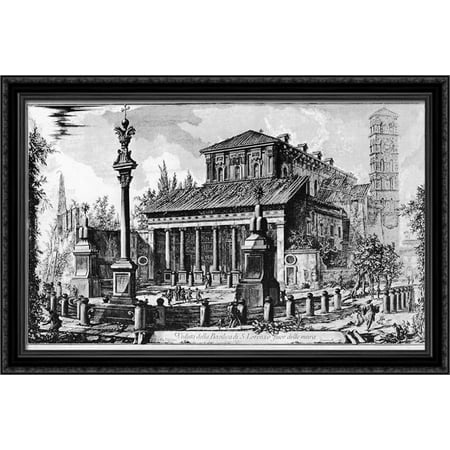 Vedute di Roma 40x26 Large Black Ornate Wood Framed Canvas Art by Giovanni Battista Piranesi