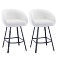 thumbnail image 5 of Zesthouse 26.4" Counter Height Swivel Bar Stools Set of 2, Sherpa Barrel Bar Stools with Backs, Modern Boucle Counter Stools for Pub Kitchen Island, White, 5 of 14