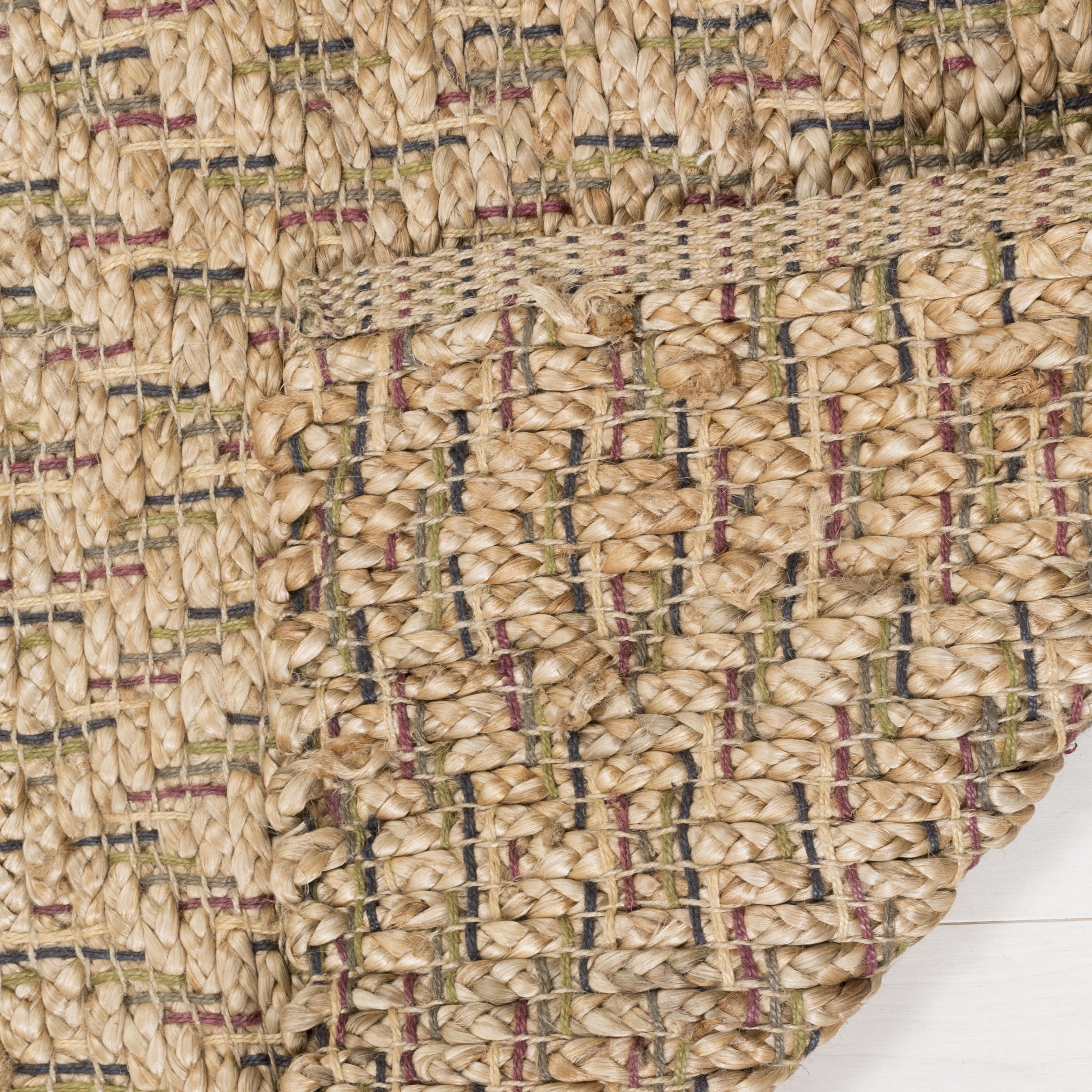 SAFAVIEH Natural Fiber Haven Geometric Braided Jute Area Rug, Natural/Red, 5' x 8'