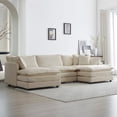 thumbnail image 3 of 111.5” Light Camel Modular Sofa, 3 Seater U Shaped Chenille Sectional for Living Room, Cloud Couch with Ottoman, Sofá moderno, 3 of 12