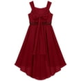 thumbnail image 6 of YUUMIN Kids Girls Shiny Sequins Party Dress Sleeveless High Low Hem Ball Gown Chiffon Birthday Dress Burgundy 4, 6 of 7