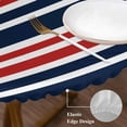 thumbnail image 3 of Navy Blue Red Striped Round Tablecloth, Fitted Table Cover with Elastic for 55"-60" Round Tables, Gradient Horizontal Lines Table Cloth Outdoor Indoor Dinning Party Waterproof Tablecloths, 3 of 7