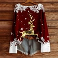thumbnail image 5 of Arlun Plus Size Christmas Knit Sweaters for Women Red Glass Elk Reindeer Snowman Print Xmas Pullovers Tops Trendy Soft Comfort Long Sleeve Round Neck Cute Sweater Red3 XL, 5 of 5