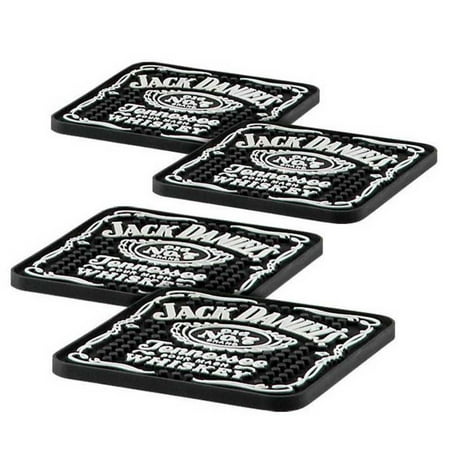 Rubber Coaster Set - Jack Daniel's PVC Rubber Set of 4 Coaster Set Mini Beverage Mats JD-38515