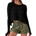 thumbnail image 6 of Long Sleeved Women Solid Athletic Crop Shirt Tee, 6 of 7