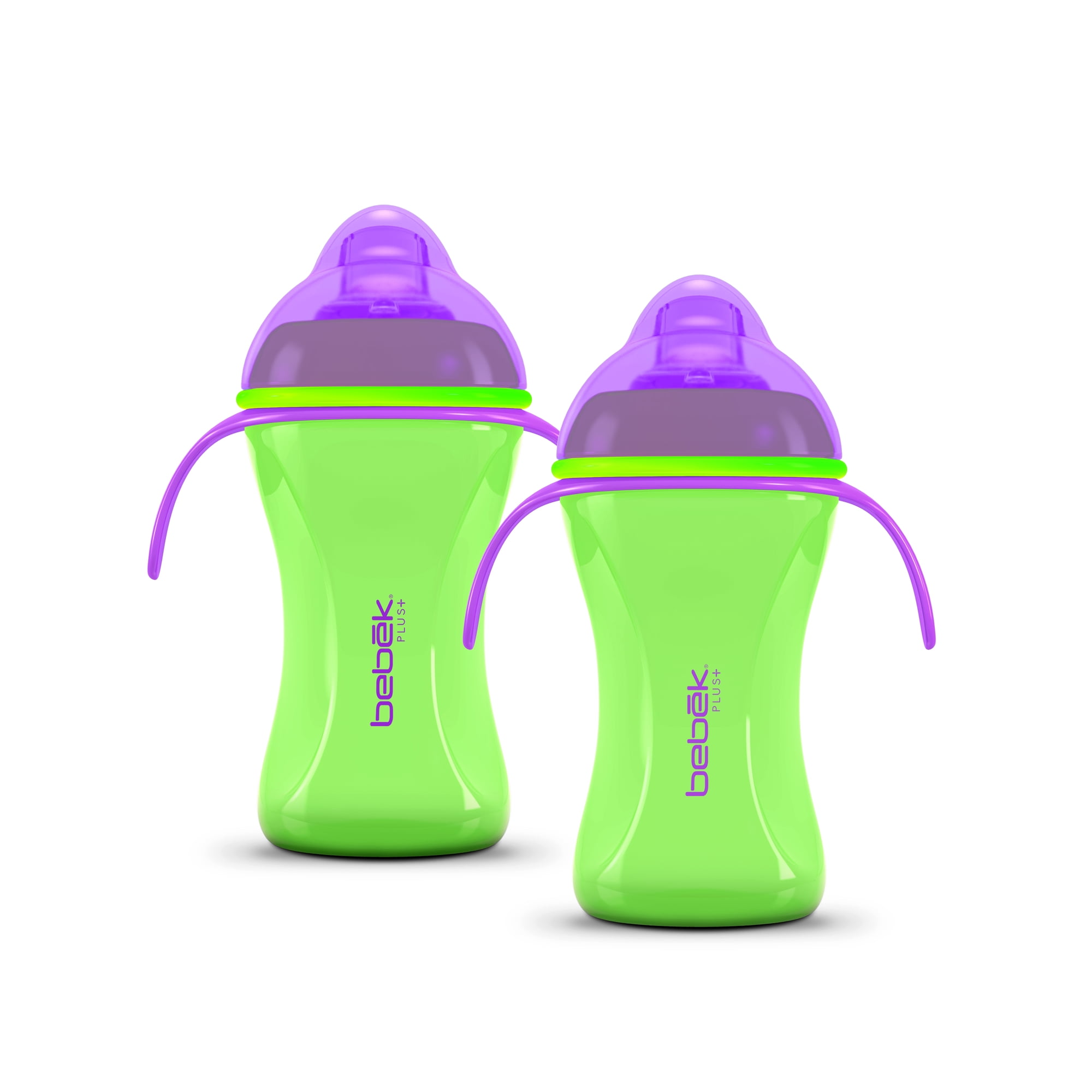 Bebek 8 oz, Silicone Soft Spout Bottle w Handles Lime Green. (Pack of 2)