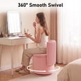 thumbnail image 6 of Furniliving Velvet Storage Vanity Chair, 360° Swivel Ottoman with Wavy Back & Hidden Compartment, Upholstered Accent Stool for Bedroom Living Room, Pink, 6 of 8
