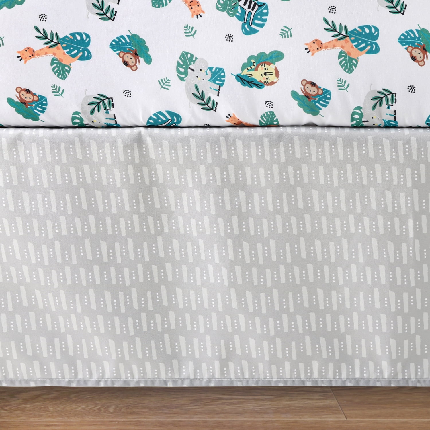 The Peanutshell Safari Adventures 7 Piece Baby Nursery Crib Bedding Set, Quilt, Crib Sheets, Crib Skirt