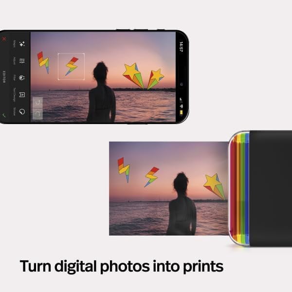 Polaroid Hi-Print - Bluetooth Connected 2x3 Pocket Phone Photo Printer Black with 2 Polaroid HiPrint 2x3 Paper Cartridges 40 Sheets + Microfiber Cloth