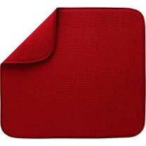 Dish Mat Absorbent, Reversible, Microfiber,Dish Drying Mat for Kitchen,Machine Washable Farmhouse Dishes Drainer for Countertop Fast Drying, Red Drying Mat 16 X 18 Inch