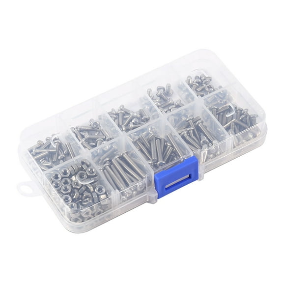 Bolts And Nuts Kit With Plastic Box 304 Stainless Steel Nut And Bolt Assortment Practical Environment Friendly High Hardness Screws Hardware Kit For Machinery Furniture Repair And