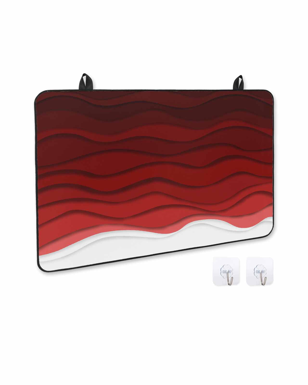 nqOlkjepod Large Induction Cooktop Protector Mat 24"x21", Red Ombre Stripes Stove Top Covers for Electric Stove, Modern Abstract Sea Waves Aesthetic Stove Burner Cover Mats, Glass Top Stove Cover