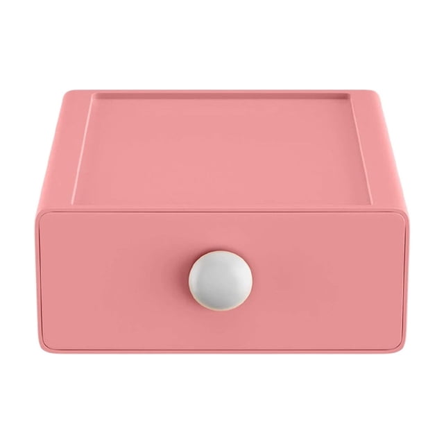 SLYNSHome Stackable Storage Drawers Pink Plastic Storage Bins Bathroom Makeup Organizer for Table Desk Organization