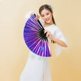 thumbnail image 2 of CSChome Folding Fan Folding Performance Prop: 13 Ribs Brilliant Color Transparent 13 Inch Large Shining Rave Hand Perfect Birthday Gift, 2 of 7